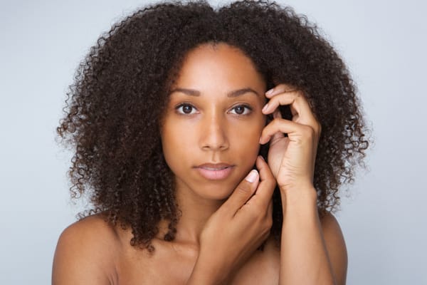 Woman Black Face Pain Hair Hands Cropped Venous TOS