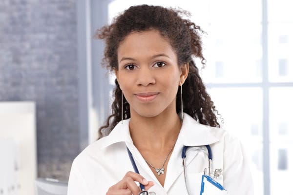 Female Young Black Doctor Stethoscope Cropped Laboratory tests for neurogenic TOS